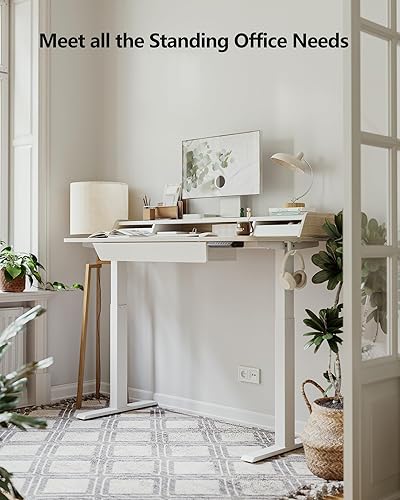 Miniatura 7 de BANTI Escritorio eléctrico de pie ajustable en altura con tres cajones, mesa de 55 x 25 pulgadas con estante de almacenamiento, escritorio de pie
