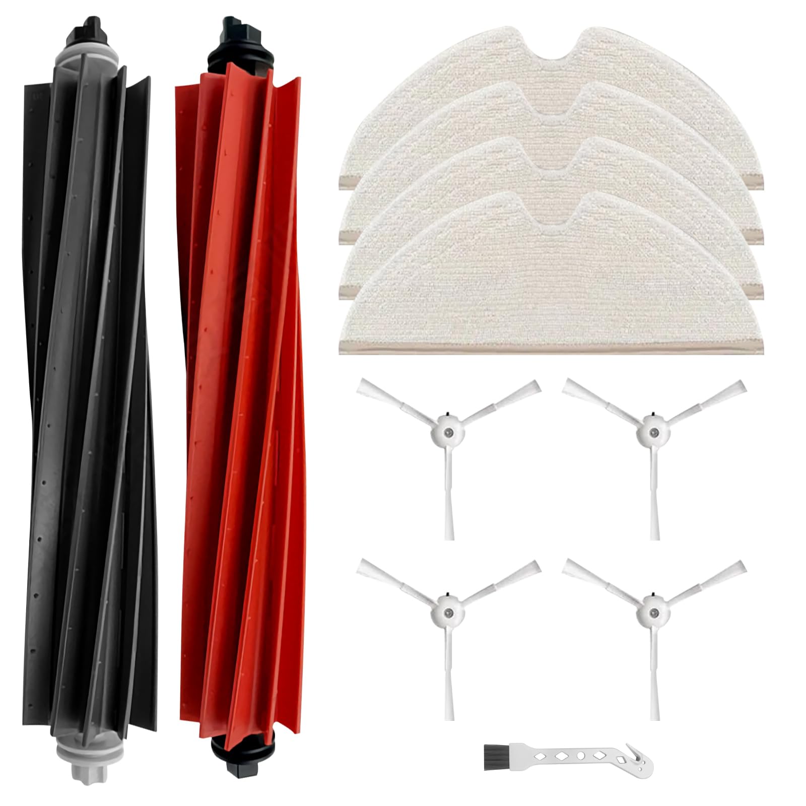 Kit Complet Pièces Détachées Roborock Q8 Max+ Q5 Pro+ Q5 Max+ - 2 Brosses Principales, 4 HEPA, 6 Sacs, 4 Chiffons, 4 Brosses Latérales