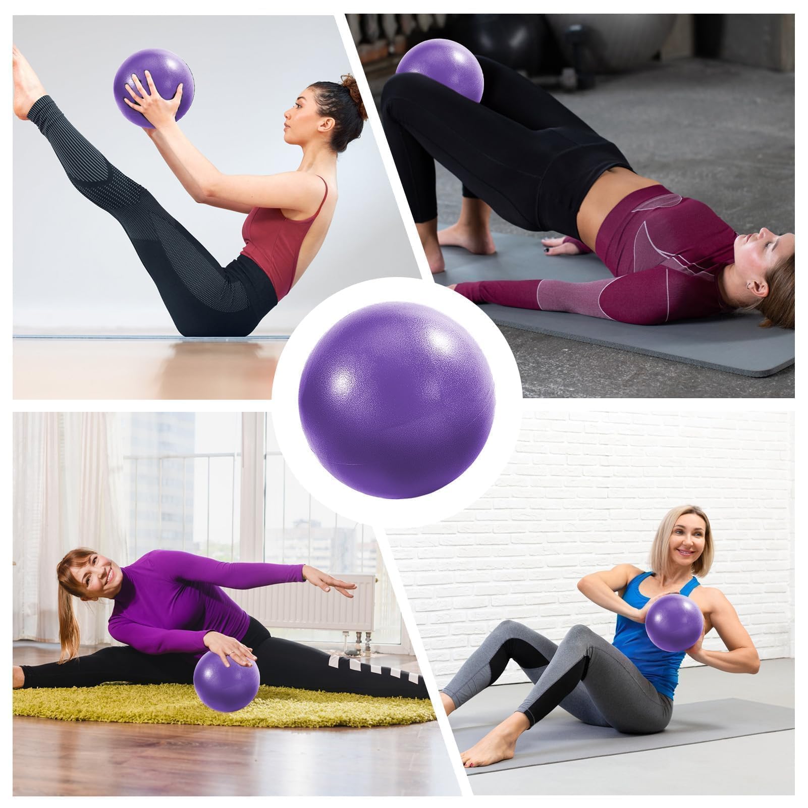 Pelota de pilates suave de 9 pulgadas, pequeña pelota de ejercicio con popote inflable, antiexplosión, antideslizante, de PVC, mini pelota de gimnasio para yoga, pilates, barra, terapia física