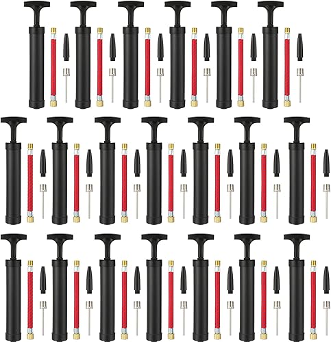 Zhehao Kit de bomba de bola portátil de 10 pulgadas con boquilla de aguja y manguera de extensión para fútbol, fútbol, baloncesto, voleibol, globo,