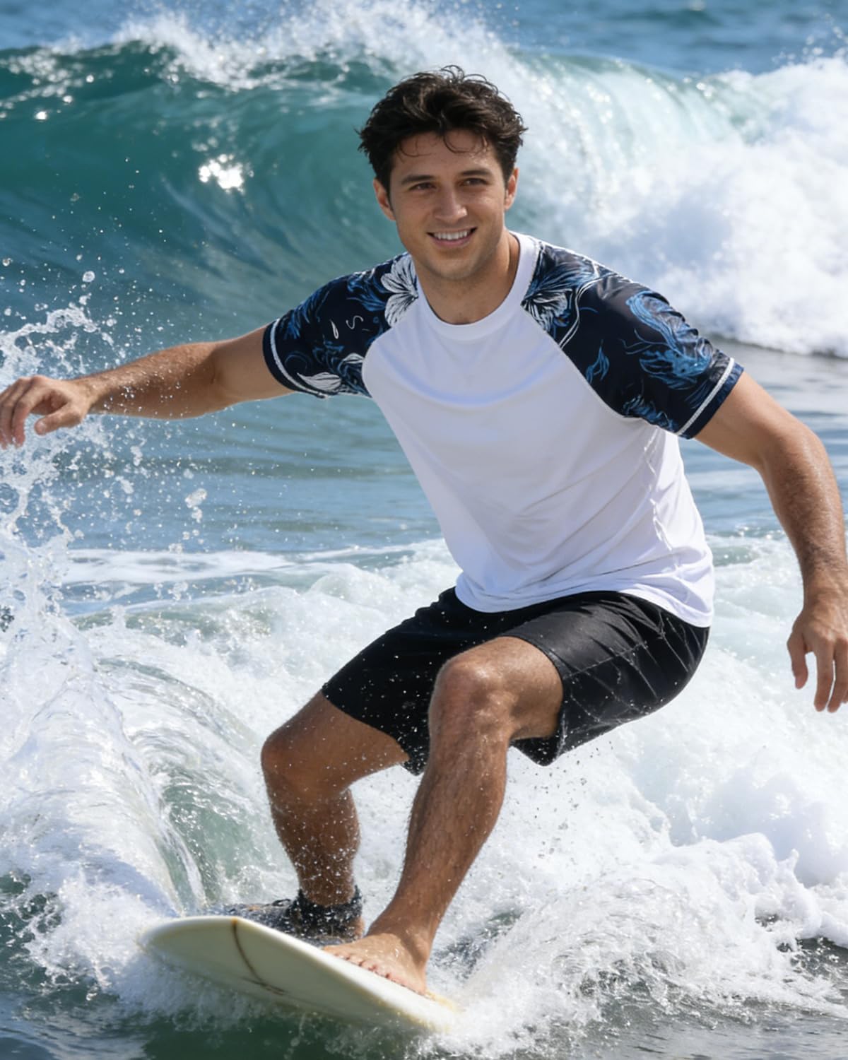 VAYAGER Men's Swim Shirts Rash Guard UPF 50+ Short Sleeve Sun Protection Fishing Tops for Surfing - Image 3