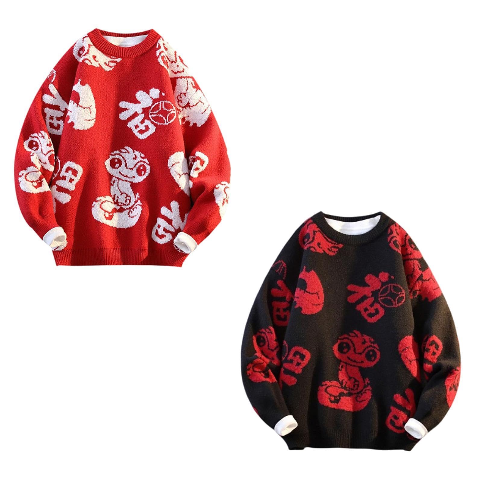 Knit Sweater Warm Novelty Casual Jacquard for Autumn Winter Festival Red|Clothing Shoes & Accessories | Mens Clothing | Sweaters-image-27