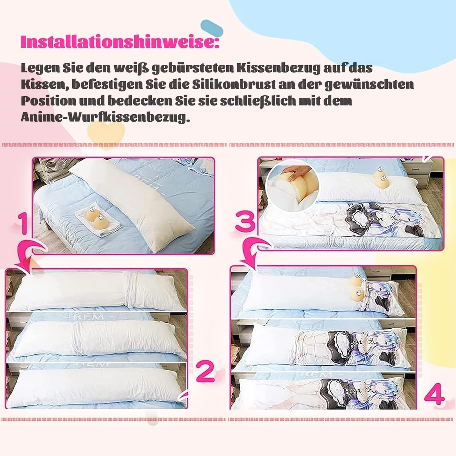 Silikonbrüste für Körperkissen Anime Covers Dakimakura, weiches und echtes Gefühl, passend für Japanisches Umarmungskissen 150x50cm
