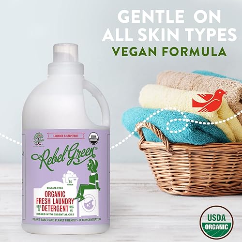 Miniatura 5 de Rebel Green Detergente orgánico para ropa  Jabón natural para ropa  Detergente líquido para ropa con taza dispensadora  Detergente suave para ropa