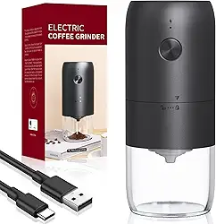 Moedor de Café Elétrico, Moedor De Café Elétrico Premium Portátil, Triturador Potente, Compacto e Portátil, Ajustável, Recarregável USB Cafeteira Moedora de Grao de Cafe