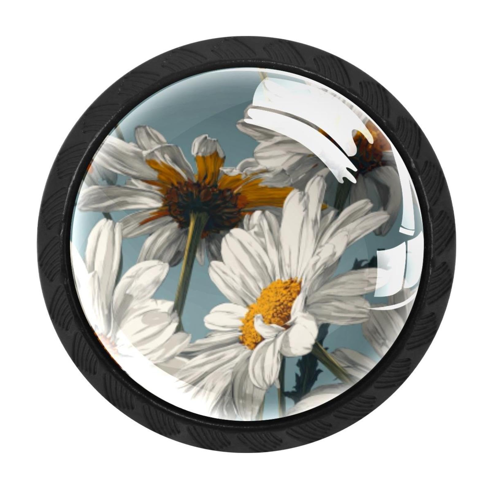 Chenzzzz Multicolored 03 4 Pack Floral Daisies (3) Kitchen Cabinet Knobs Drawer Knobs Door Dresser Handles For Personalized Gifts Great For Any Occasion