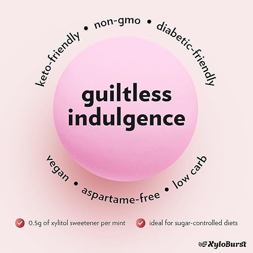 Miniatura 9 de XyloBurst Caramelo de mentas endulzadas con xilitol 100% sin azúcar, sabor ceto, bajo en carbohidratos y diabéticos, tarro de 200 unidades (limón, 1