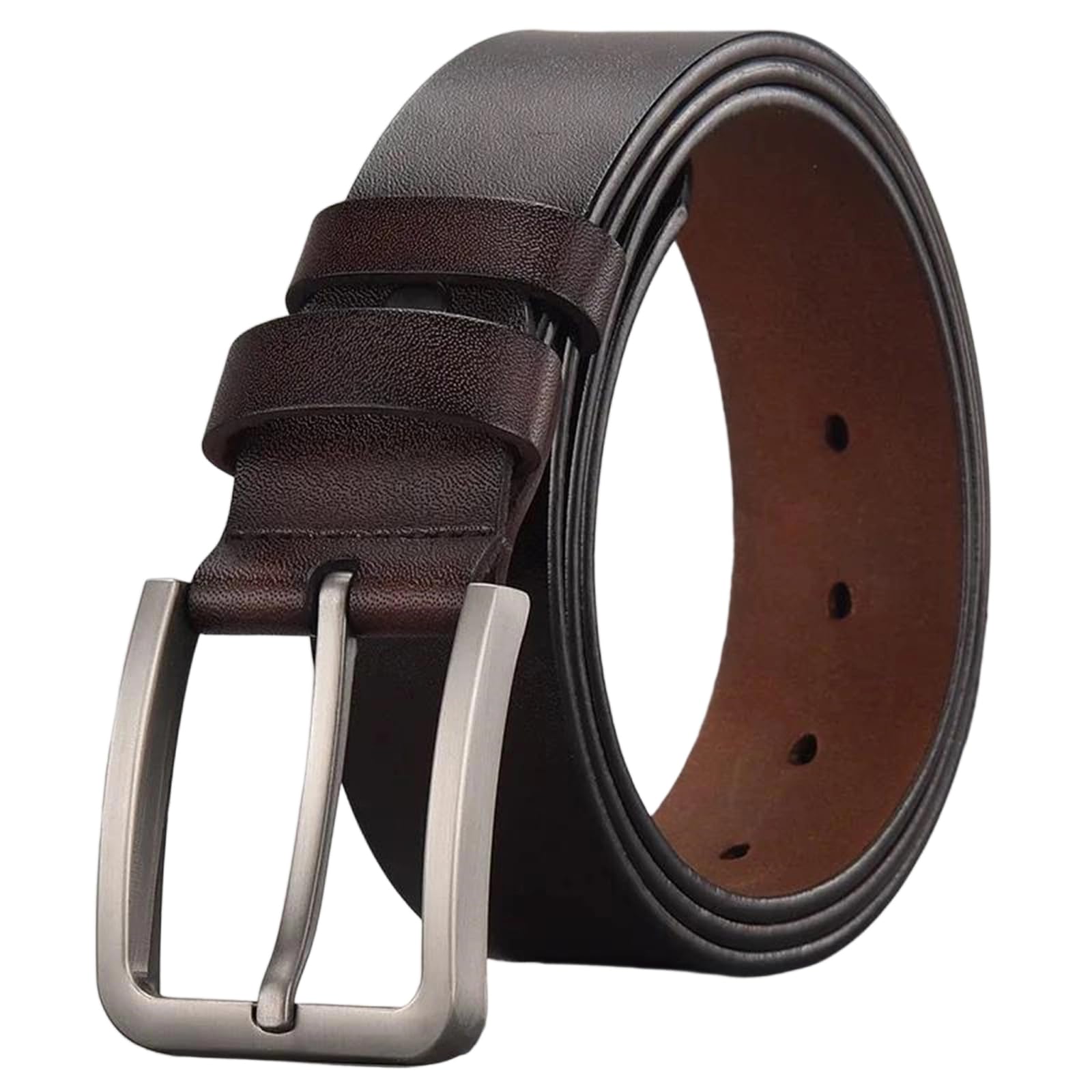 Yeuyyben Cinturón de piel auténtica para hombre con hebilla de pin, casual, para negocios, jeans