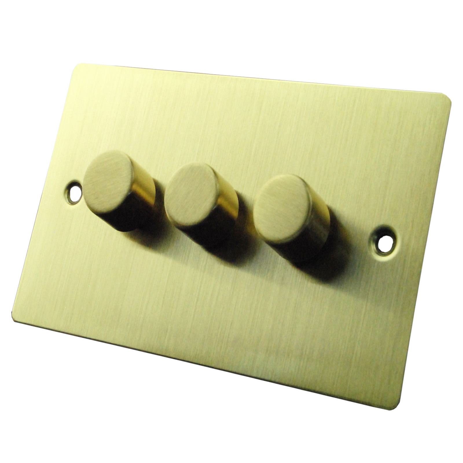 Crabtree 3 Gang 1 or 2W 3 X 300W Dimmer Ultra Flat Home Light Switch Brushed Brass