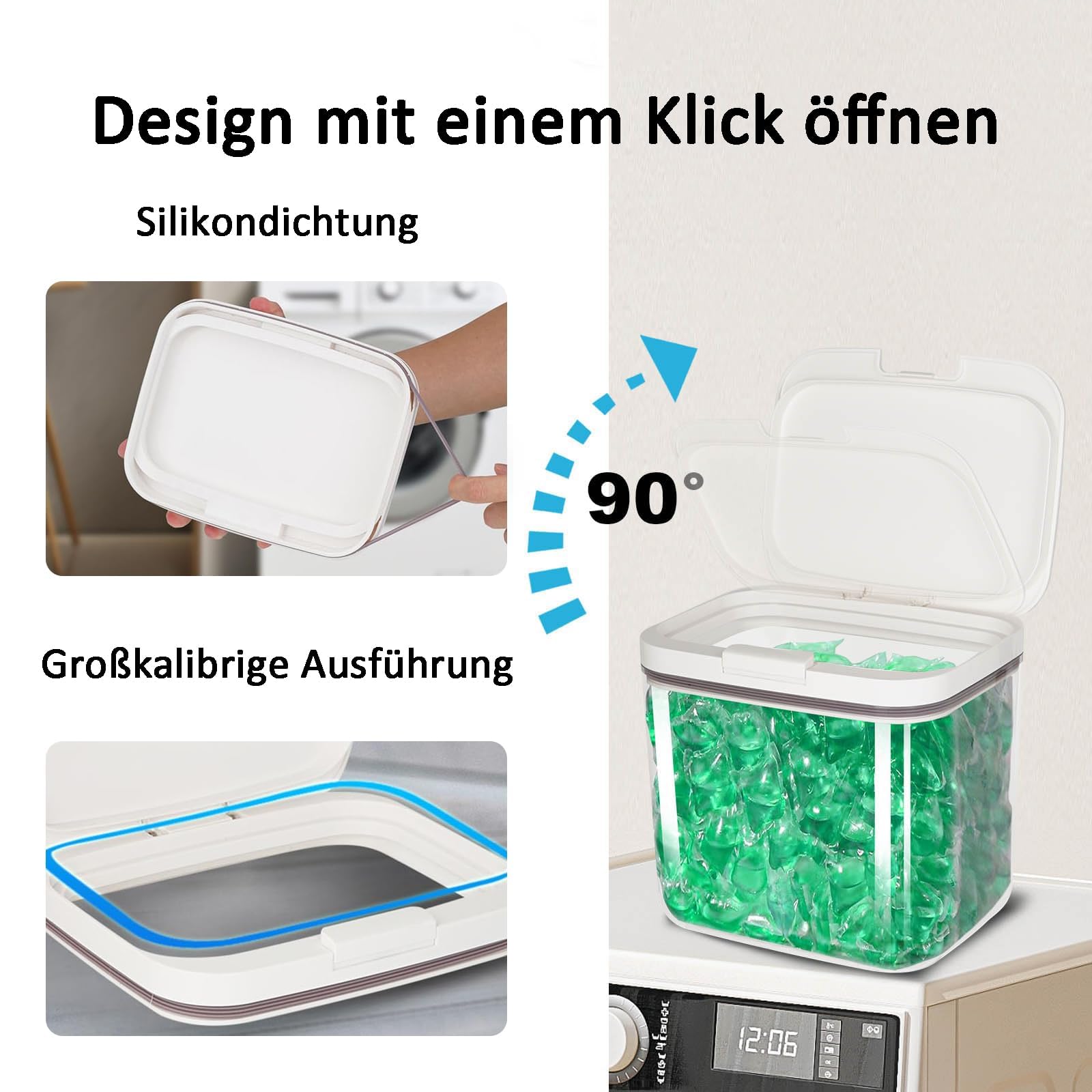 Contenitori Detersivi Lavanderia, 5,5L Trasparenti Dispenser Detersivo Lavatrice in Plastica, Contenitore per Detersivo in Polvere, Conservazione Per Detersivo, Organizer Lavanderia, Per Bagno, WC