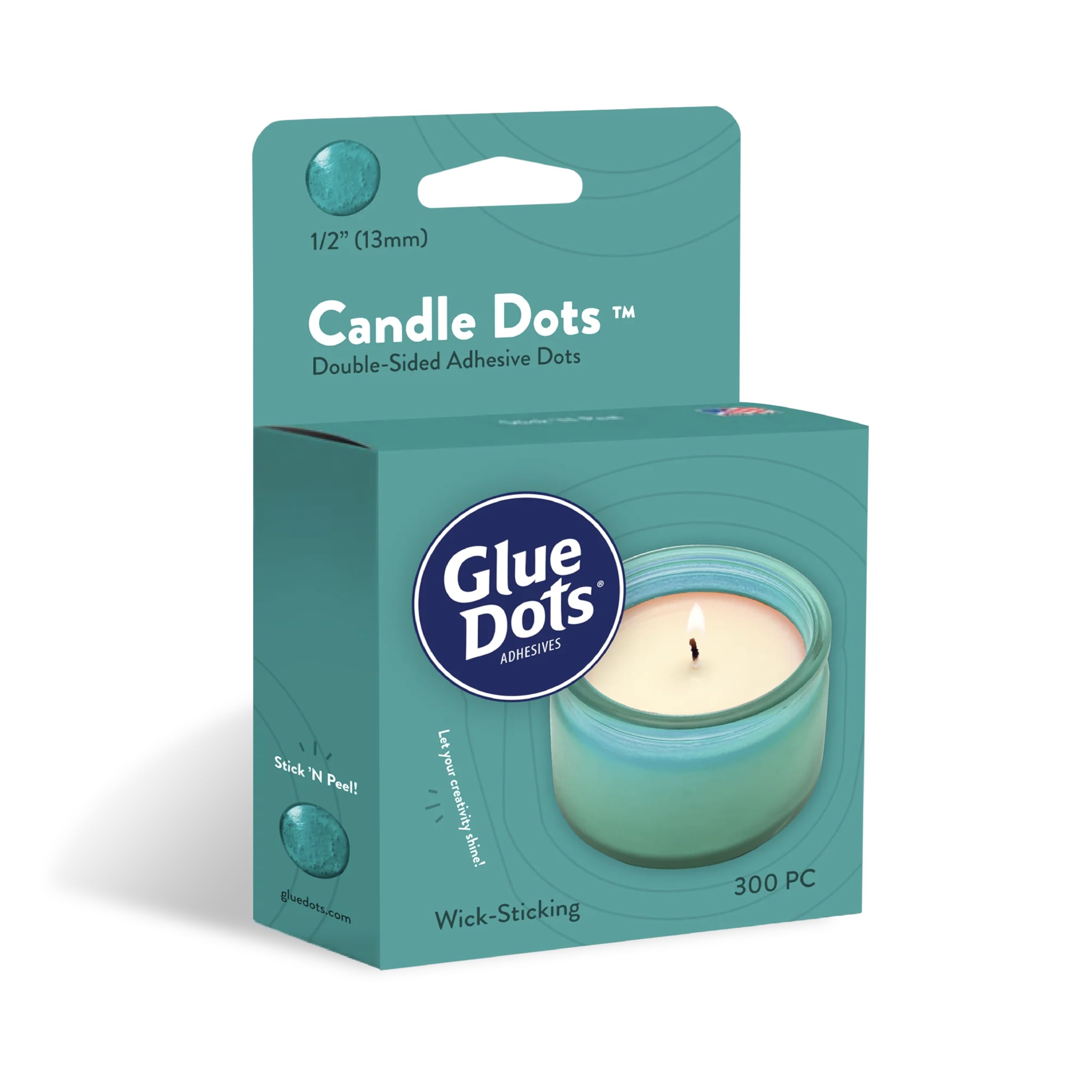 Glue Dots, Candle Dots, Double-Sided, Permanent, 1/2", 300 Dots, Heat-Resistant Adhesive, DIY Candle-Making, Secure Candle-Wick, Liquid Hot Glue Alternative, Clear