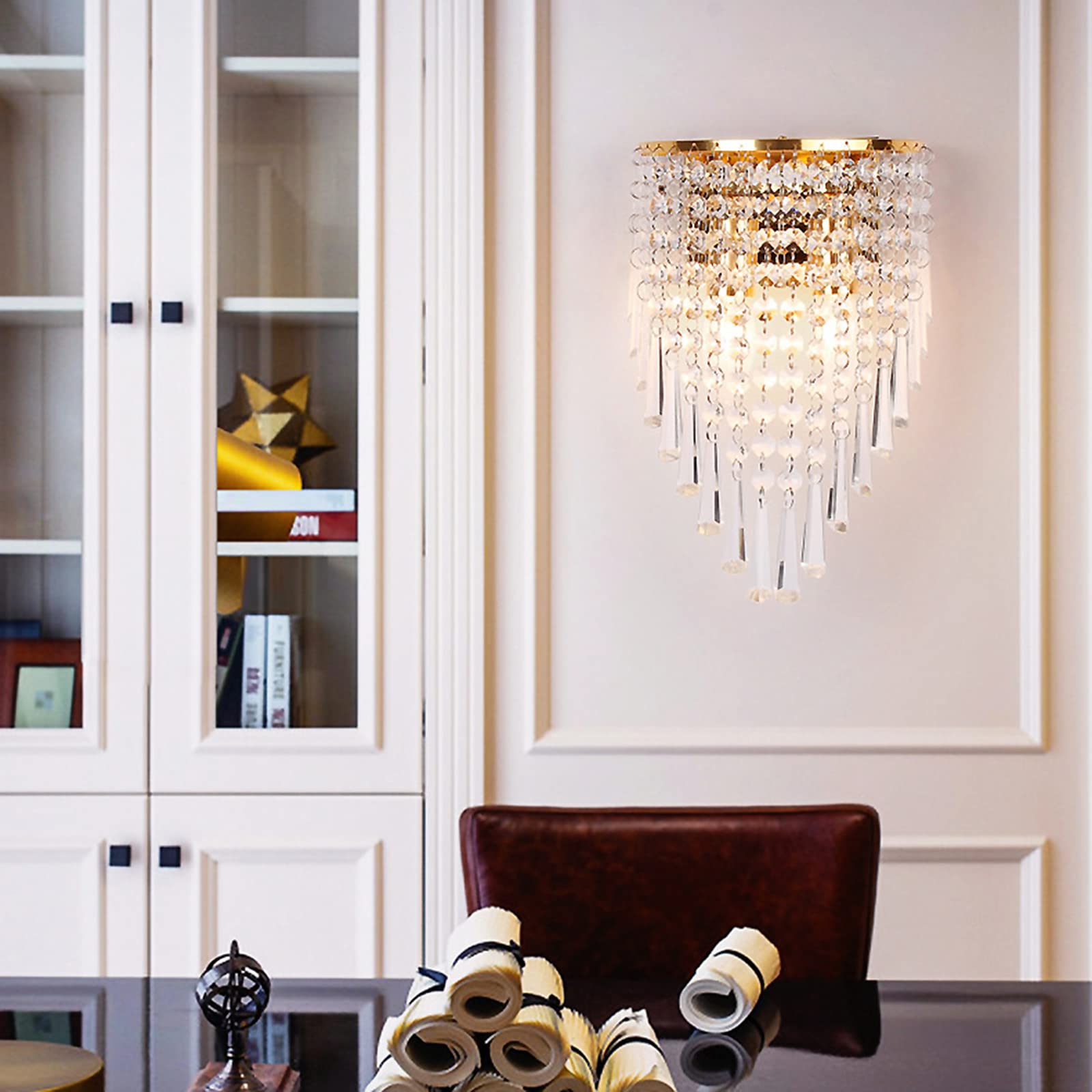 Art Deco wandlamp goud met glas - Ayesha