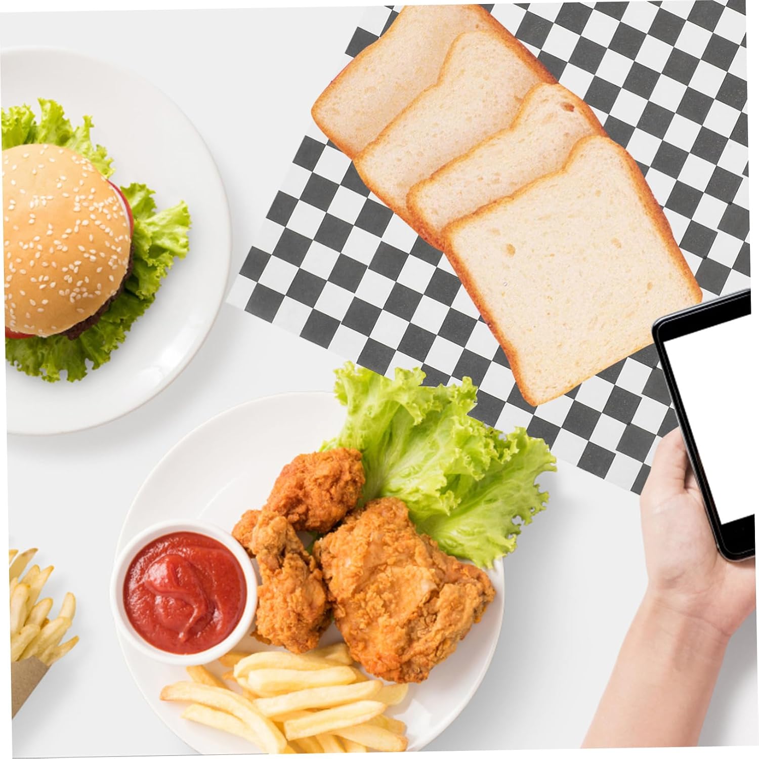 200pcs Checkerboard Wax Paper Sheets Grease Resistant Food Liners for Sandwiches Burgers Fries and Baked Goods for Home and Commercial Use
