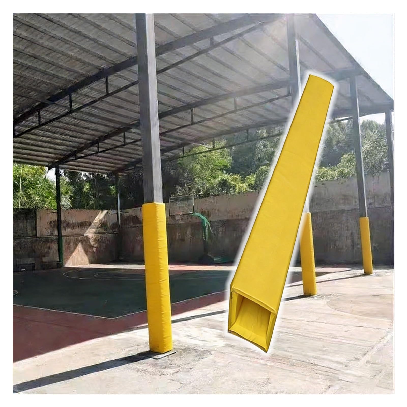 4ft Tall Anti Slip Post Protector Cushion, Square Padding for Metal Pole, Indoor Outdoor