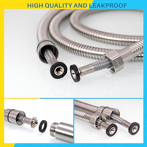 Miniatura 6 de FOLINUS Manguera de bidé, manguera de ducha de níquel cepillado con inserto de latón y tubo interior trenzado de nailon, adecuada para rociador de