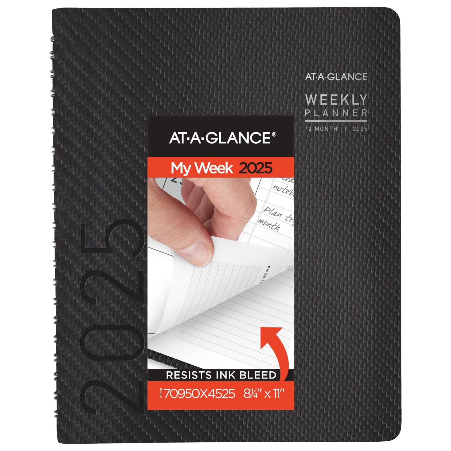 AT-A-GLANCE 2025 Appointment Book Planner, Weekly & Monthly, 8-1/4" x 11", Large, Half-Hourly, Contemporary, Charcoal (70950X4525)