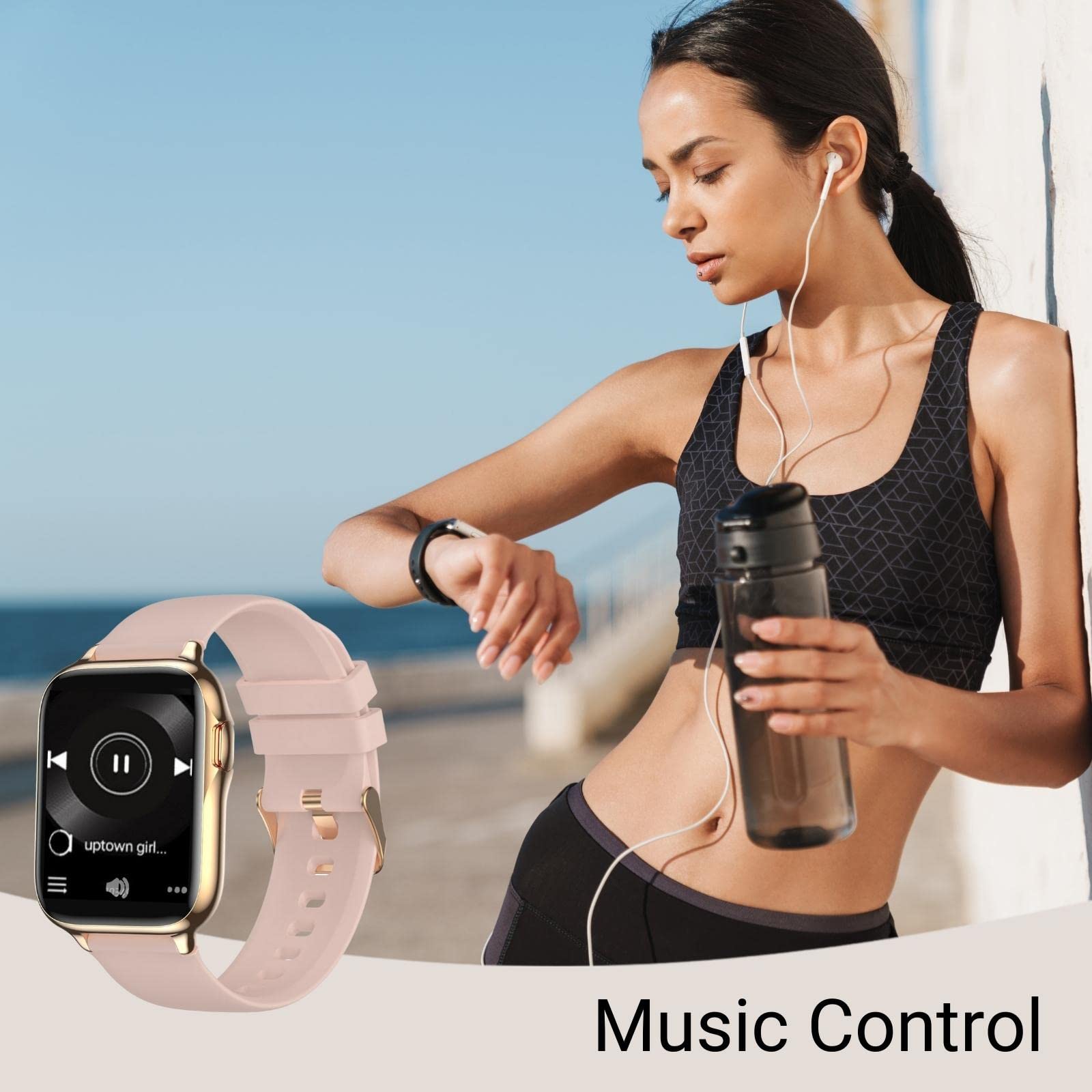 Smartwatch Chiamata Bluetooth e Risposta Vivavoce, 43mm schermo, SpO2 Cardiofrequenzimetro, 3ATM impermeabile 21 Modalità Sport per Android/iOS