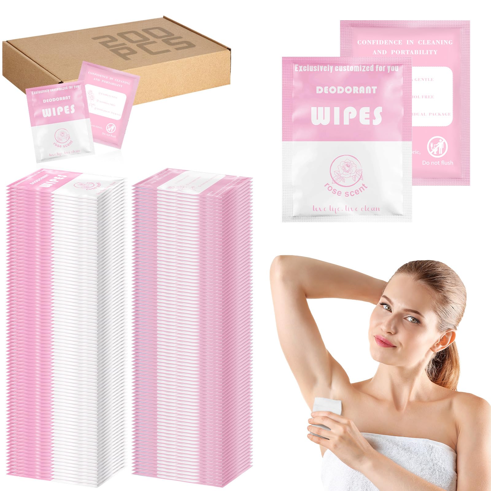 Timgle Individually Wrapped Deodorant Wipes for Fresh, Clean Skin