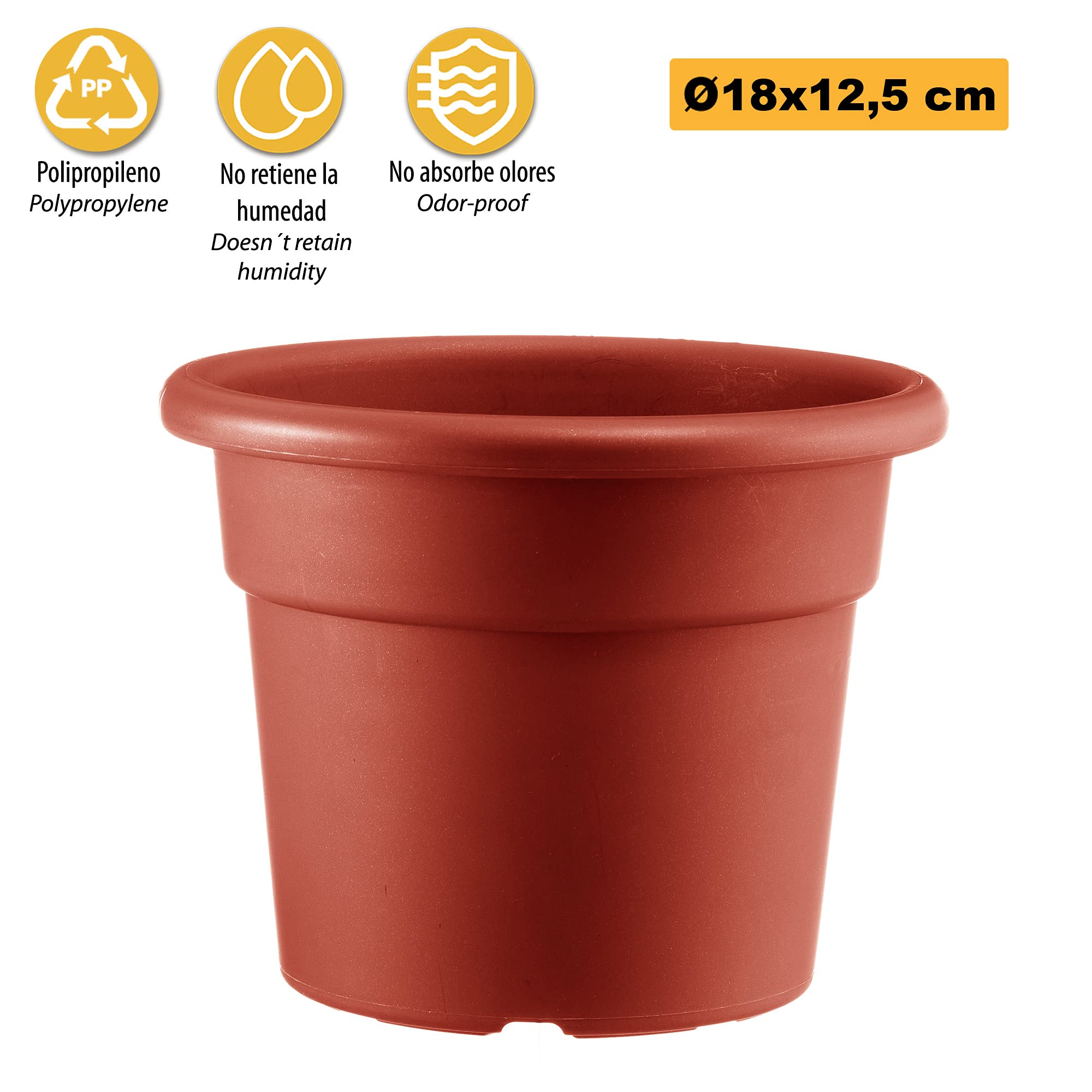 Art Plast Cilindro Cylindrical Terracotta Pot Diameter 18 cm, Extra Large - Image 3