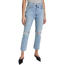 AGOLDE Women's Riley Distressed Crop Jeans