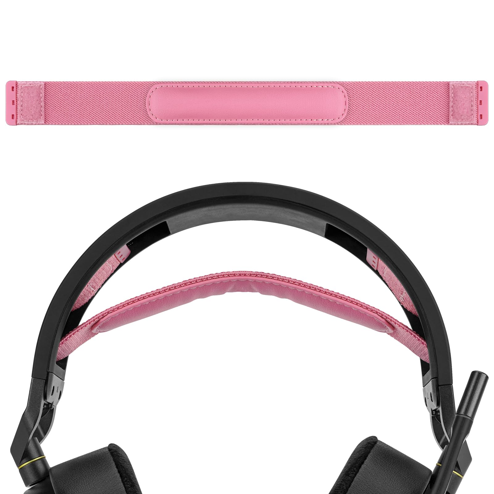 Geekria Flex Fabric Headband Pad Compatible with Corsair HS80 RGB, HS80MAX Headphones, Replacement Band Repair Part (Pink)