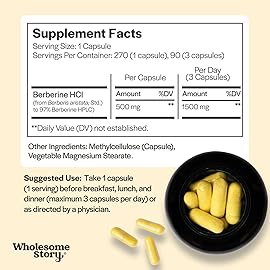 Berberine Supplement 1500mg | Berberine 500mg Per Capsule | 97% Standardized Purity | Supports Metabolic Profiles & Hormonal Balance | 270 Berberine HCL Capsules | Berberine Supplements 90-Day Supply