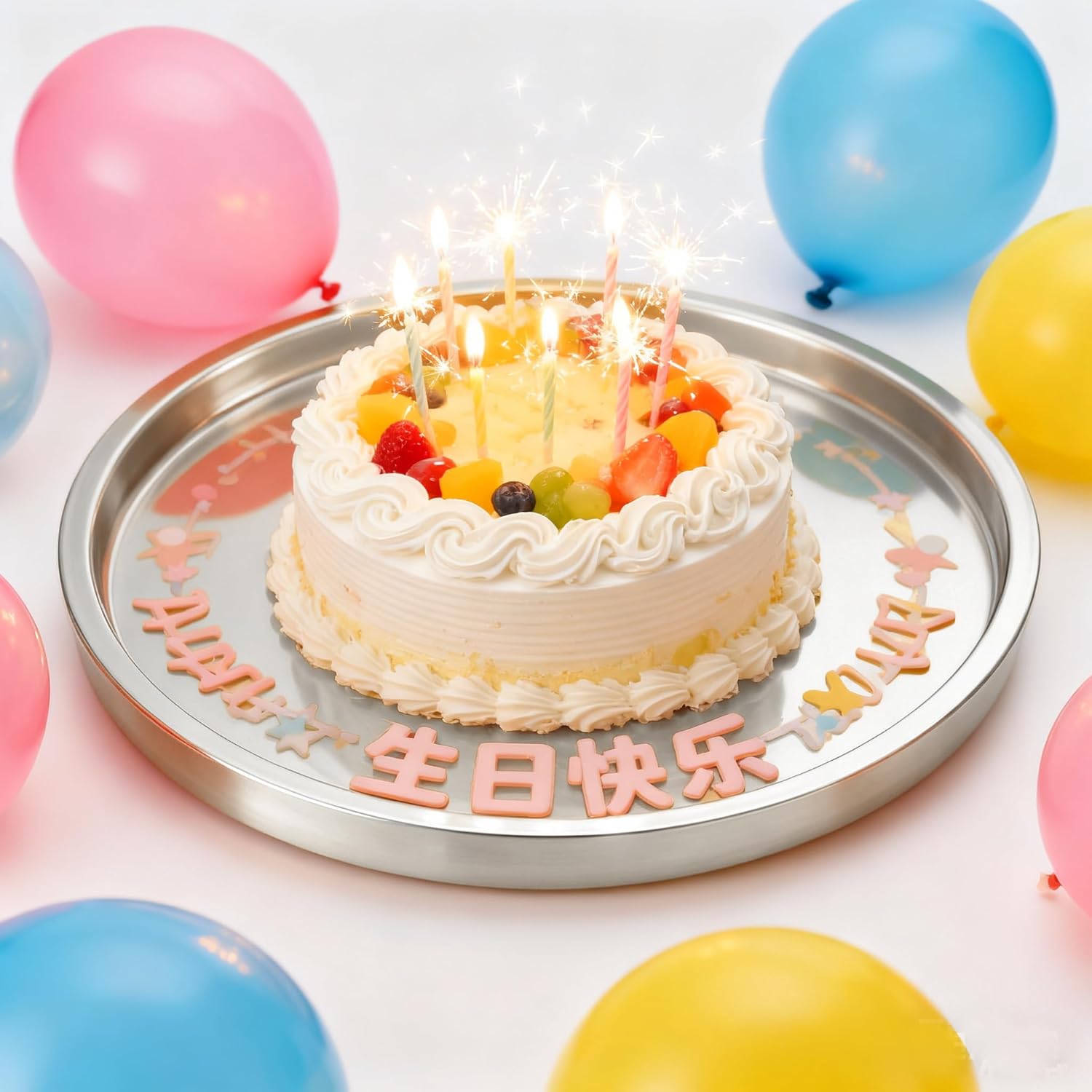 Stainless Steel Round Bar Serving Tray 12.5",Double Wall,Ideal Coffee Table, Decorative,Rotisserie Plate, Tea and Bar Serving,Silver - Image 7