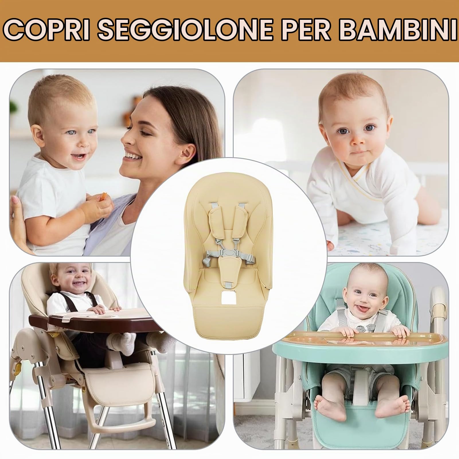 Coprisedili Per Seggioloni Per Bambini, Imbottitura Traspirante Per Seggiolone, Cuscino Di Protezione Per Seggiolone In Similpelle, Ricambio Per Seggiolone, Inserto Per Seggiolone Per Peg-Perego