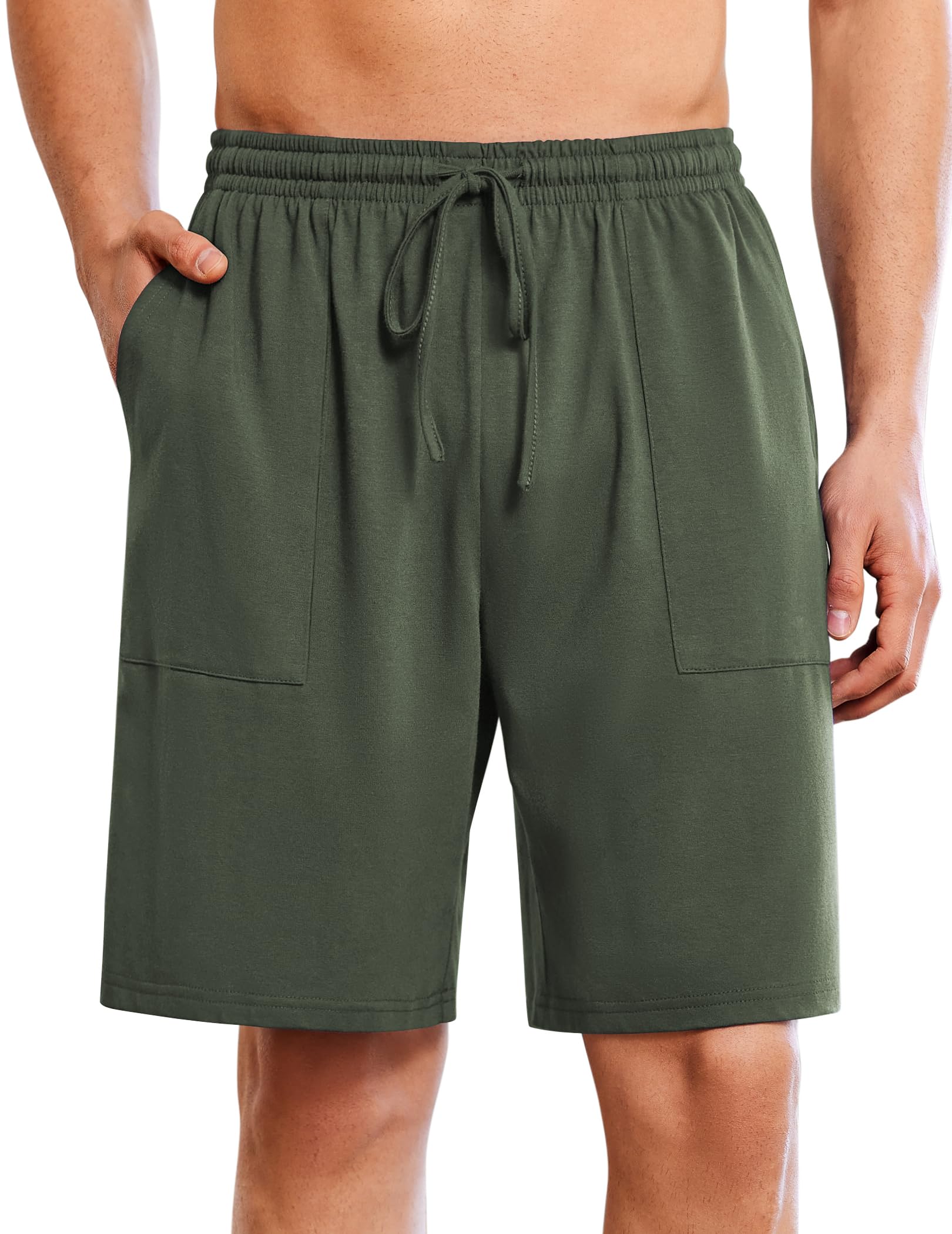 Ekouaer Men's Pajama Shorts Cotton Lounge Sleep Shorts Elastic Waist Sleepwear Pants with Pockets