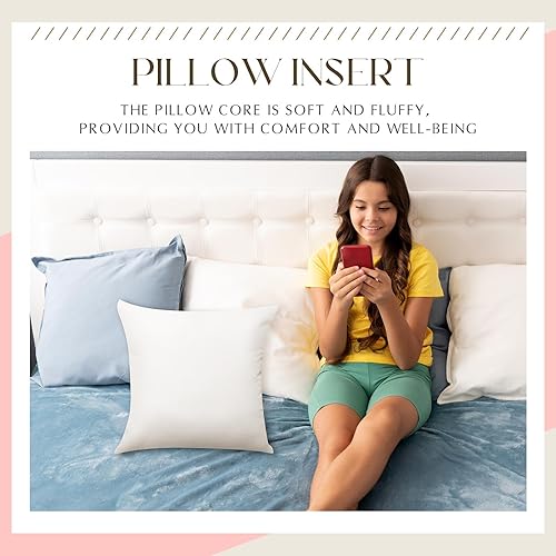 Miniatura 5 de Sintuff 30 piezas de rellenos de almohada de 20 x 20 pulgadas, almohadas de cama y sofá para sala de estar, almohadas decorativas blancas para sofá,