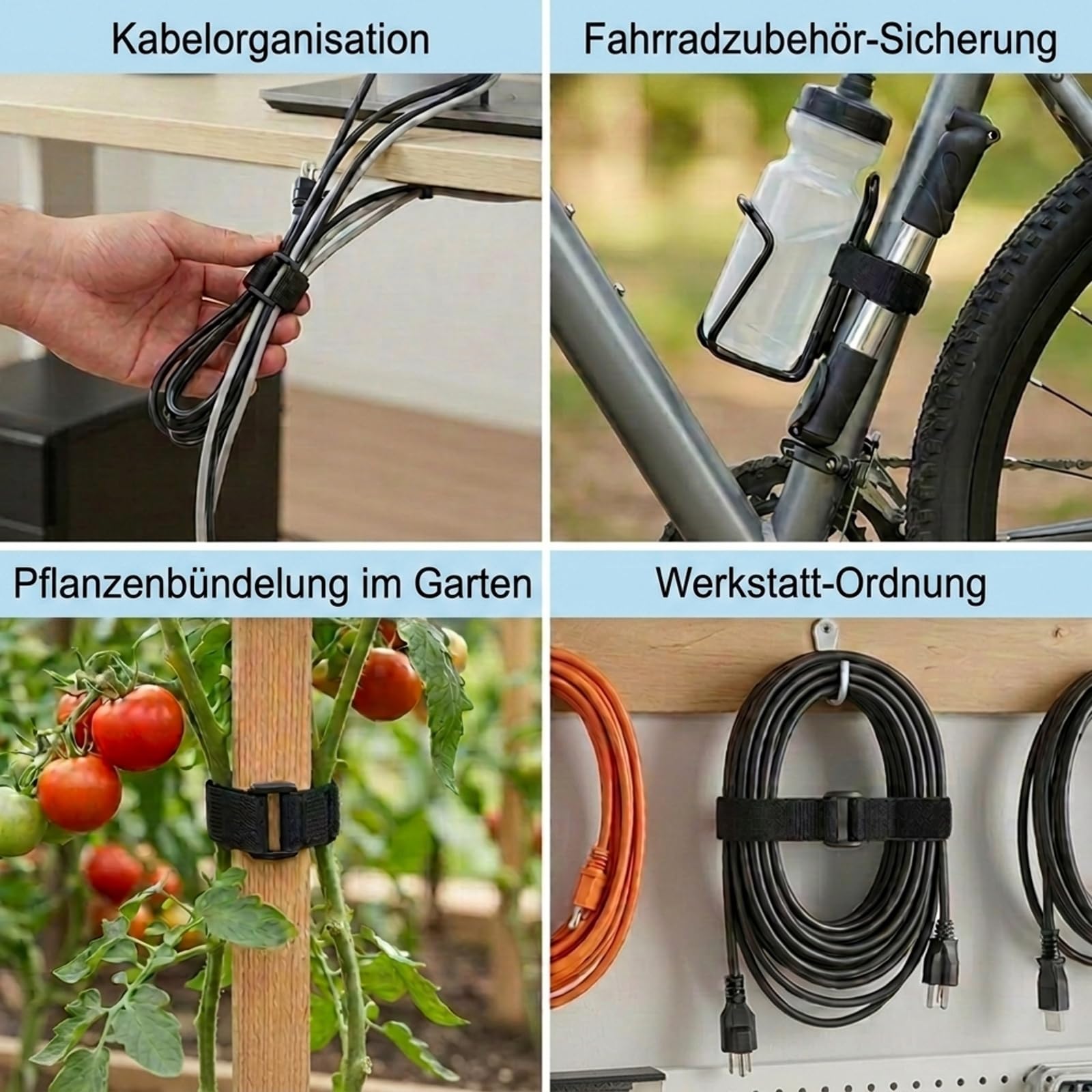 10 fascette in riutilizzabili, 50 cm x 2 cm, in nylon nero, fascette in per gestione dei cavi, casa, ufficio ed esterni