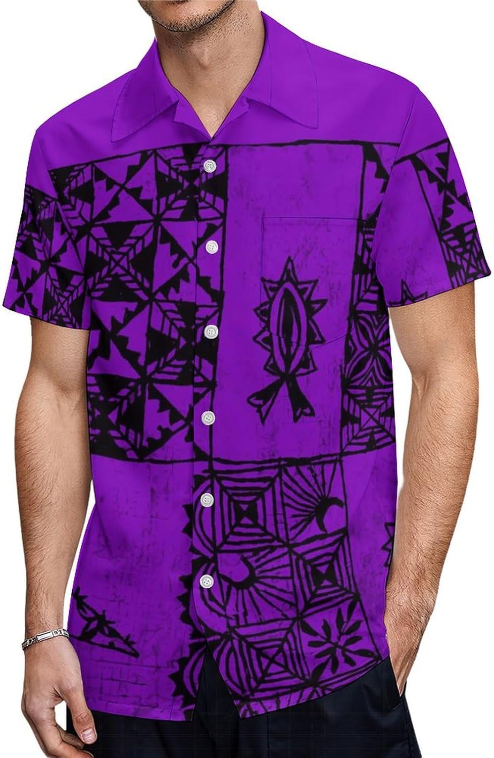 Micronesian Couple Suit Mumu Women's Casual Dress Hawaiian Maxi Dress and Polynesian Tribe Men's Shirt