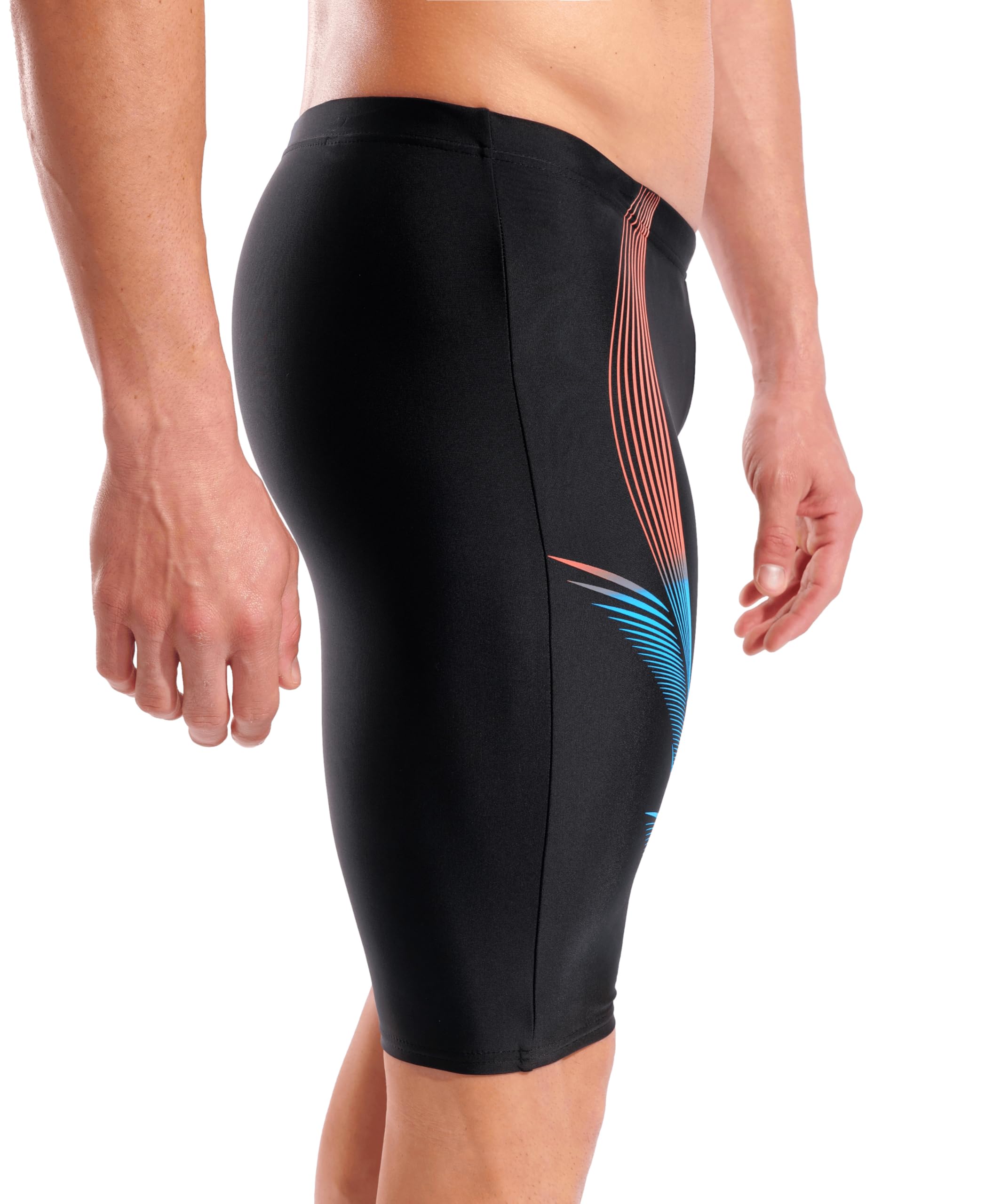 Arena Feel Men's Blast Swim Jammer Knee-Length Swimsuit Sports Pool Bathing Suit Maillot de Bain, Noir, 46 Homme