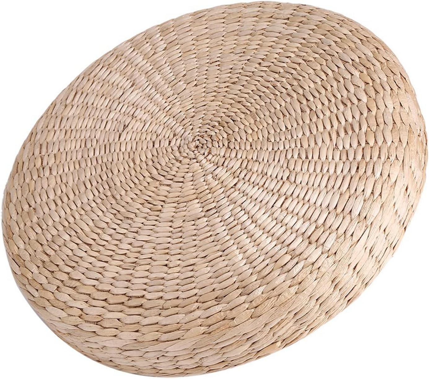 Fafeicy 40cm Round Pouf Tatami Cushion, Natural Straw Hand Woven Meditation Yoga Floor Cushion, Soft Comfortable with EPE Filling, for Yoga Pillow Balcony Patio Seat