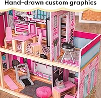 Vista 7 de KidKraft Casa de muñecas de madera Shimmer Mansion para muñecas de 12 pulgadas