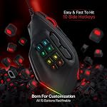 Redragon M811 Aatrox MMO Gaming Mouse, 15 Programmable Buttons Wired RGB Mouse w/Ergonomic Natural Grip Build, 10 Side Macro Keys, Software Supports DIY Keybinds & Backlit