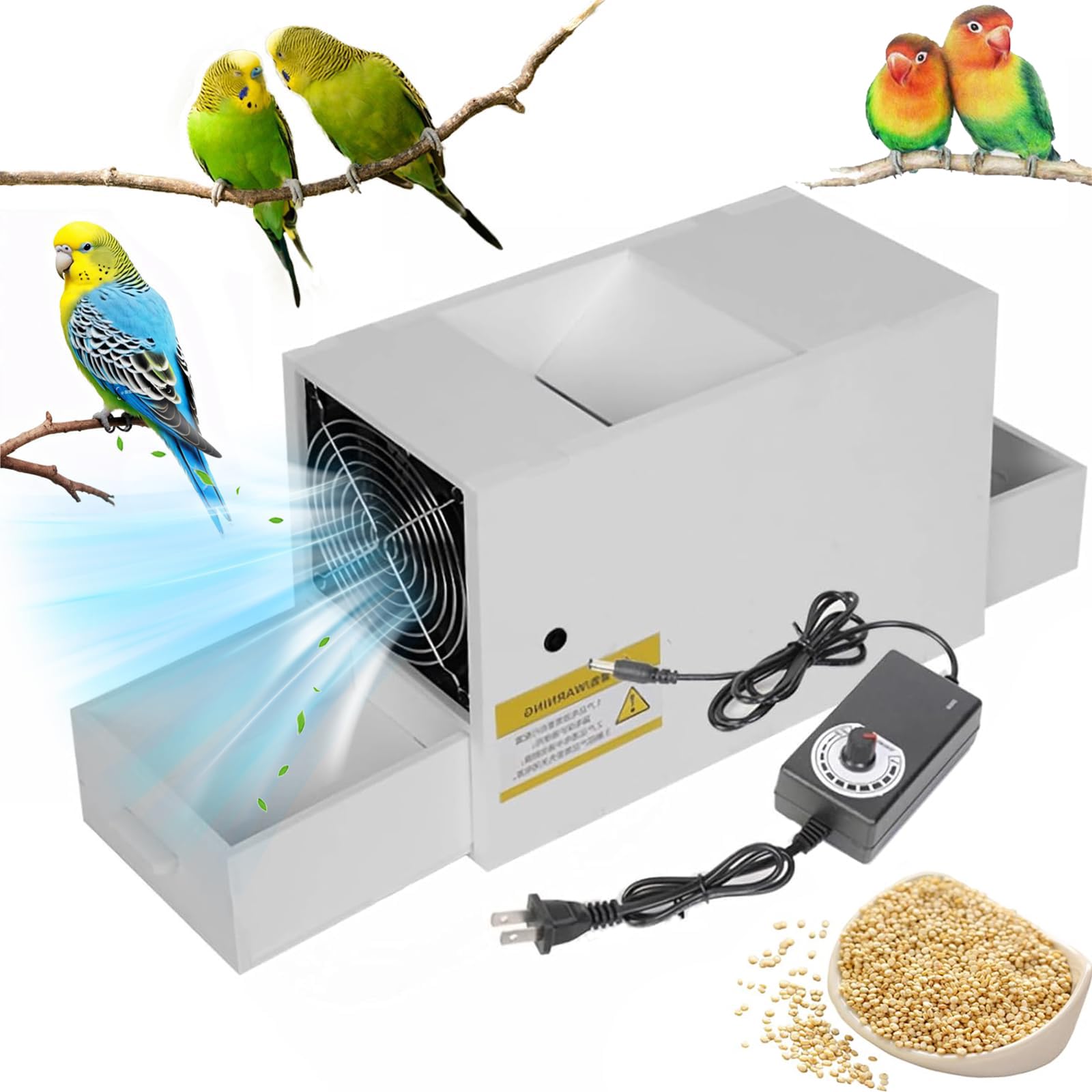 Elektryczna maszyna do zwijania nasion, regulowana prędkość wentylatora do czyszczenia prosa, ziaren, nasion melona, ryżu i fasoli, 2 szuflady dla wydajnego przetwarzania nasion