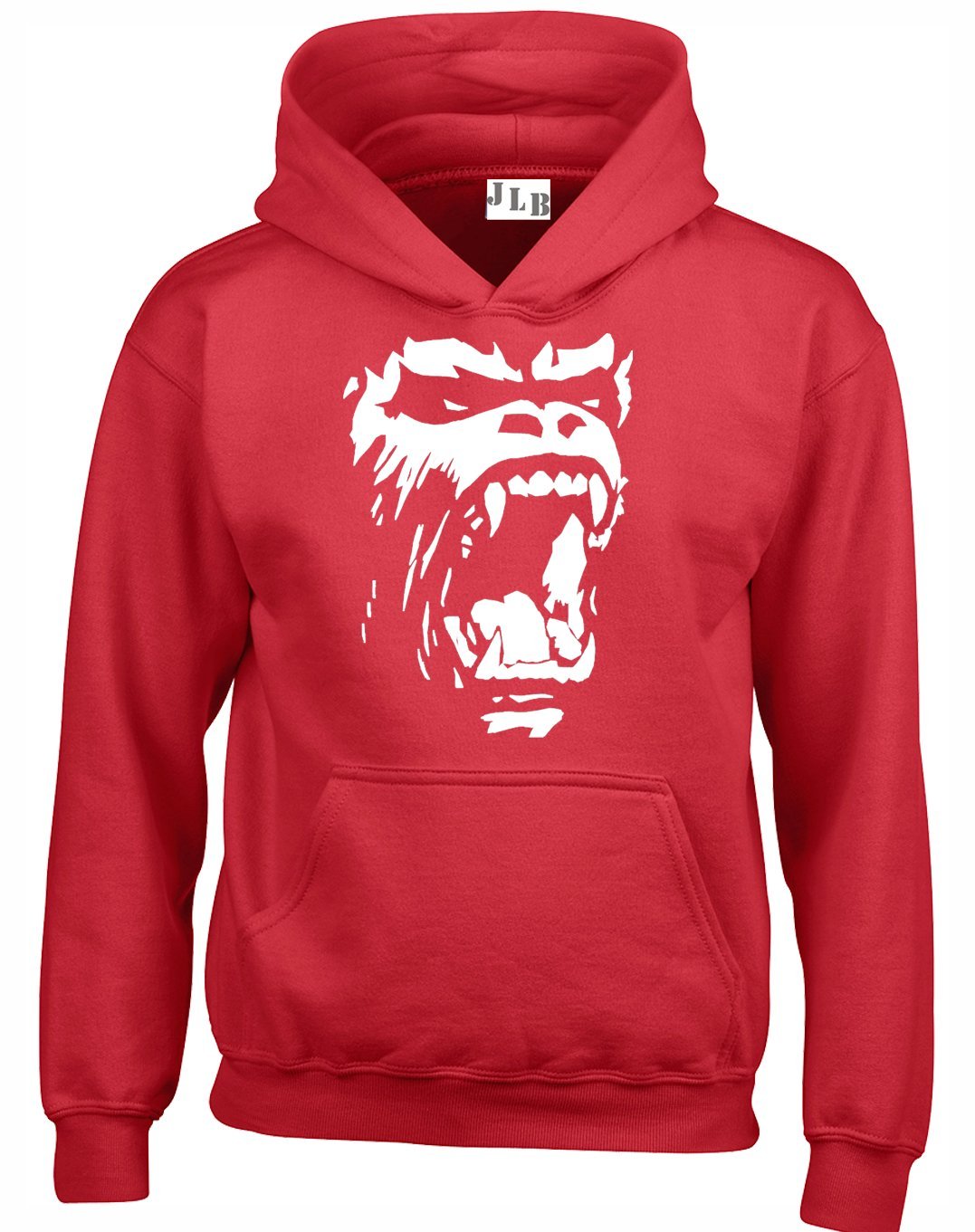 Jlb Print Men's Red Roaring Gorilla Cool Premium Quality Unisex Hoodies For Wo And Teens