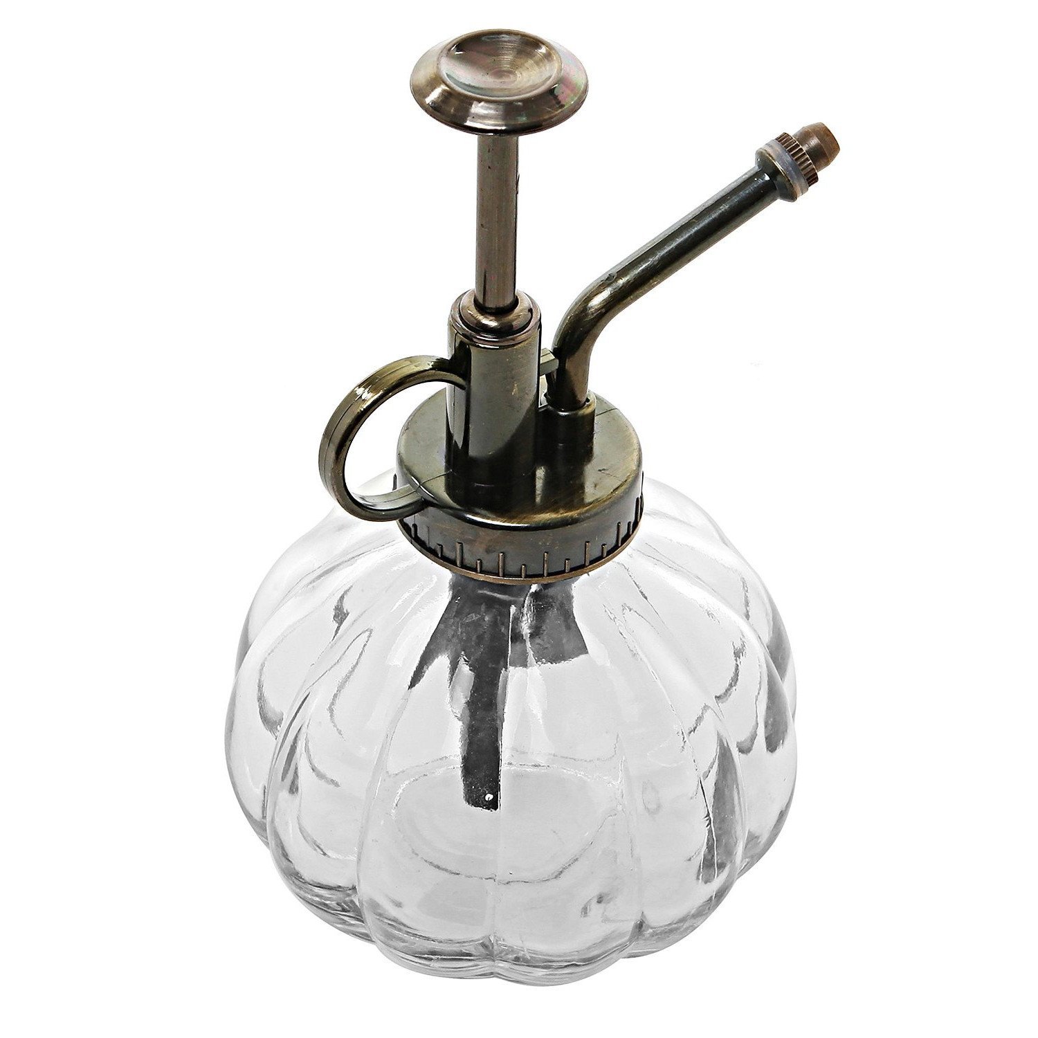 Vintage Glass Pumpkin Watering Can Pot Plant Mister Bottle with Top Pump Home Decor (Transparent)