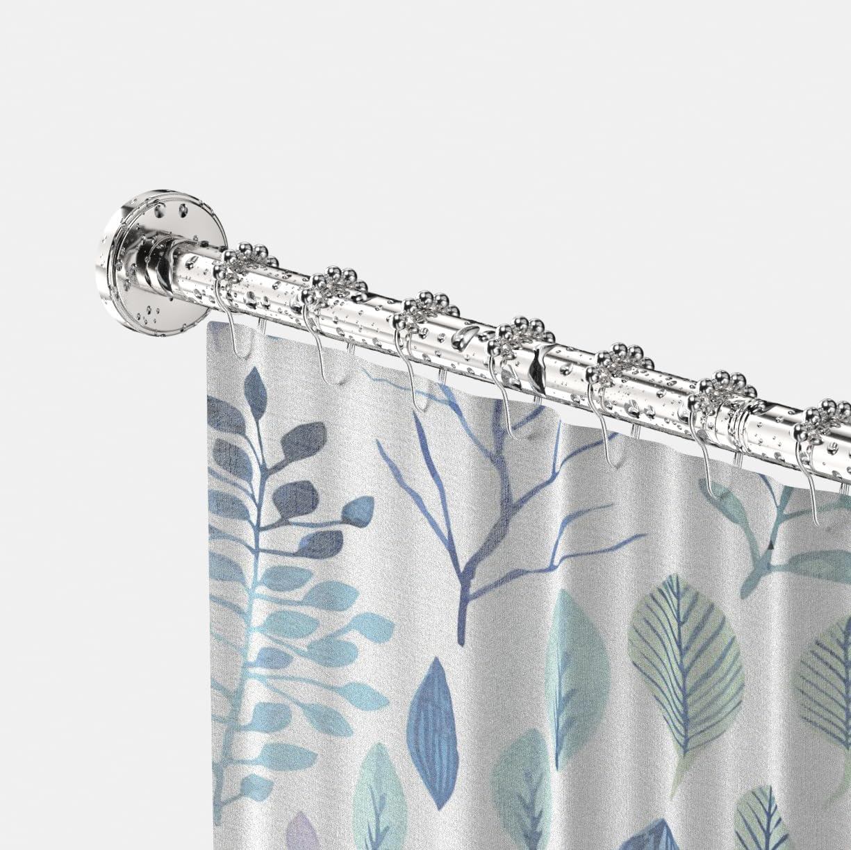 shower curtain rod L-shaped 304 stainless steel, 25mm diameter Corner shower curtain rod, Large size 29.5"x76", suitable for bathroom, bathtub, with 12 shower curtain rings -Silver