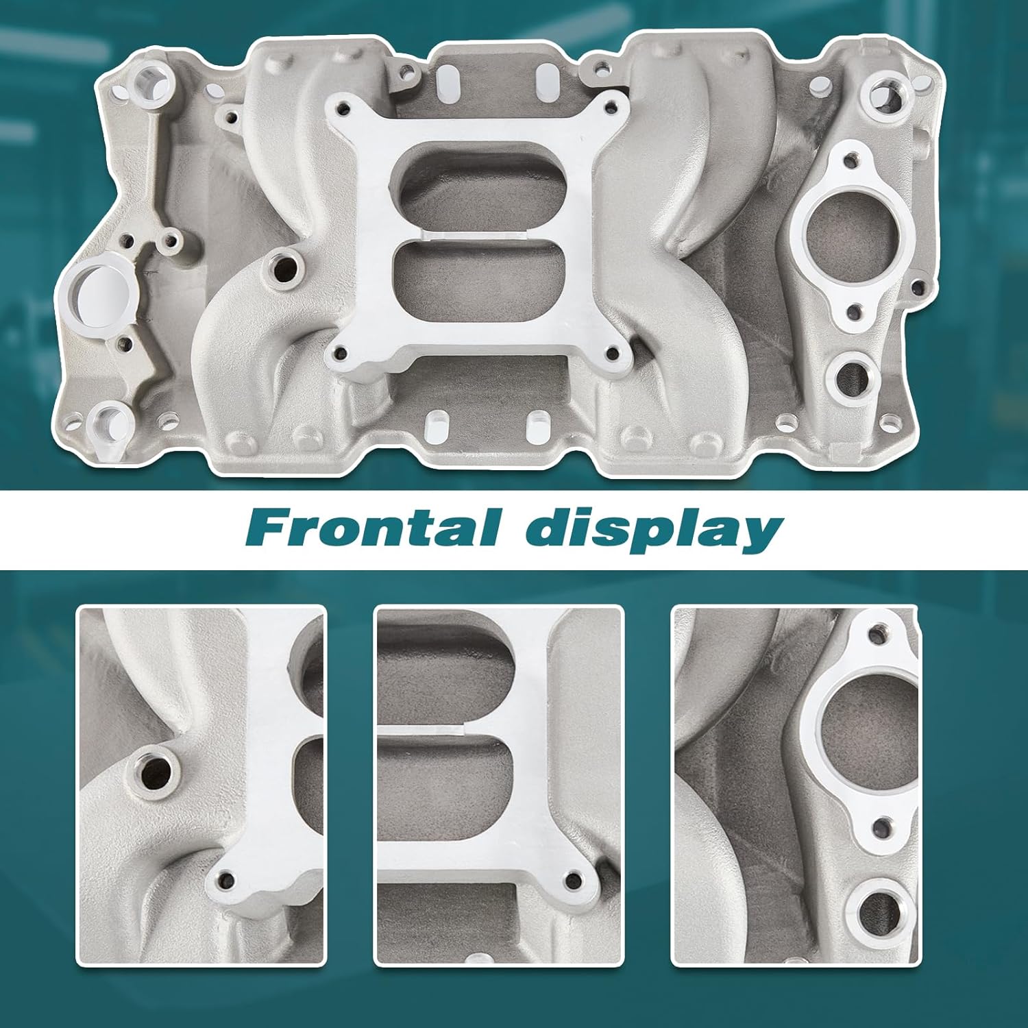 7501 2026 Intake Manifold Vortec Air-gap Aluminum Dual Plane SBC Compatible with Chevy Small Block 262 265 267 283 302 305 307 327 350 400 1955-1986 V8 Engine Silver, 22026, 82026, 52026