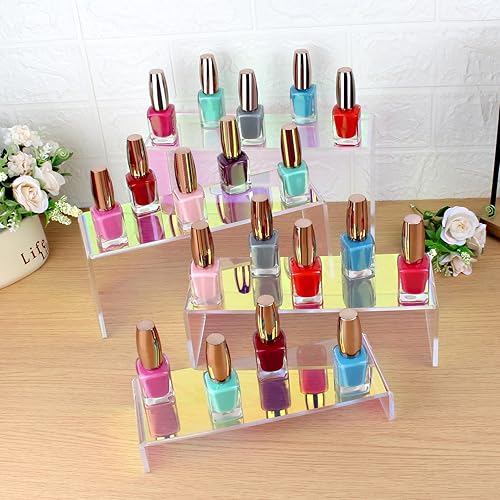 Vista 7 de ELEGANTLIFE Elevador de exhibición de acrílico, soporte de exhibición de cristal resistente de 0.169 in, estético en capas, estantes de exhibición