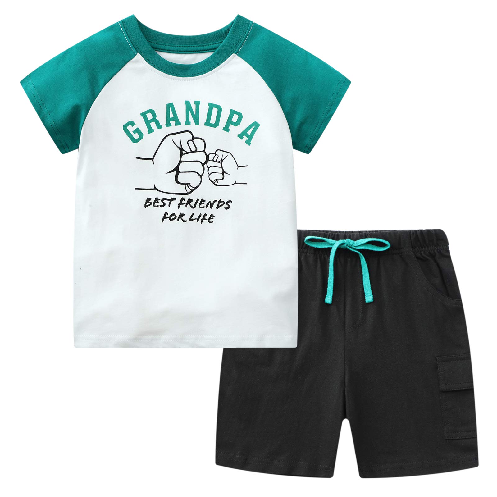 Little Boys/Girls Best Friends Grandma Shorts Clothes Set 2Pcs,5-6Y