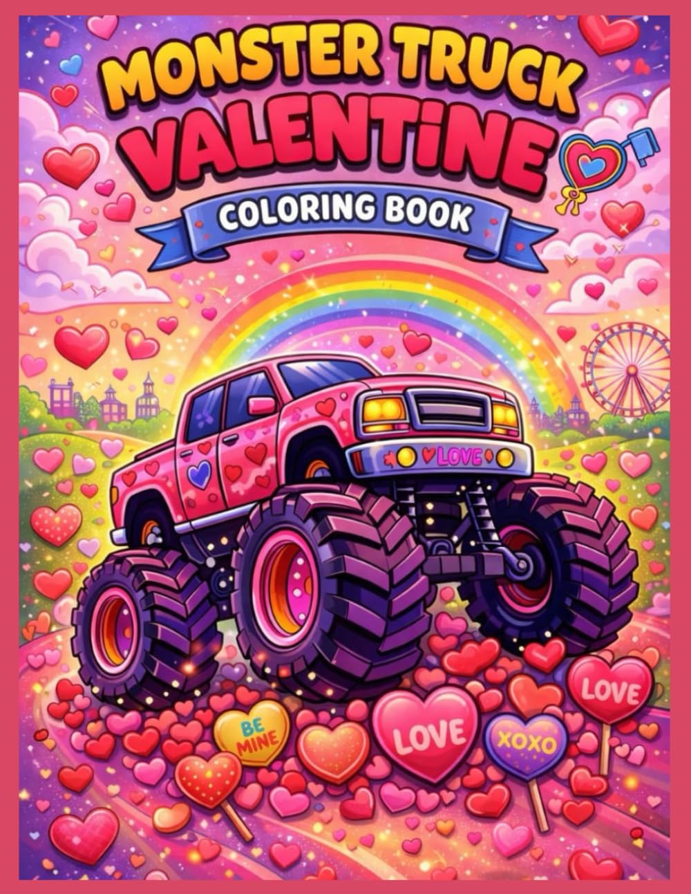 Monster Truck Valentine Day Coloring Book: A Heart & Love -Racing Journey of Monster Trucks, Valentine Magic, and Endless Fun Perfect Gift for Kids
