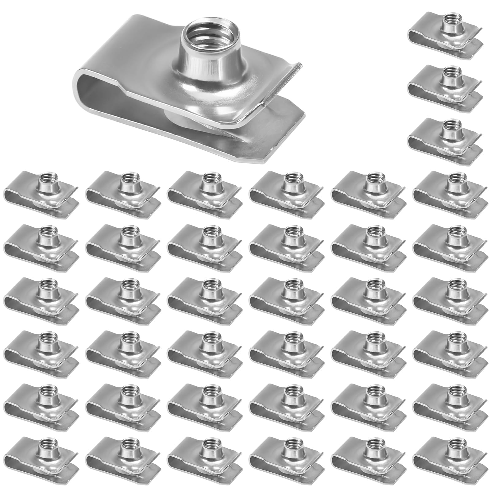 Stainless Steel Clip-On Nuts - Pack of 40 -1 Stainless Steel Clip-On Nuts - Pack of 40 -1