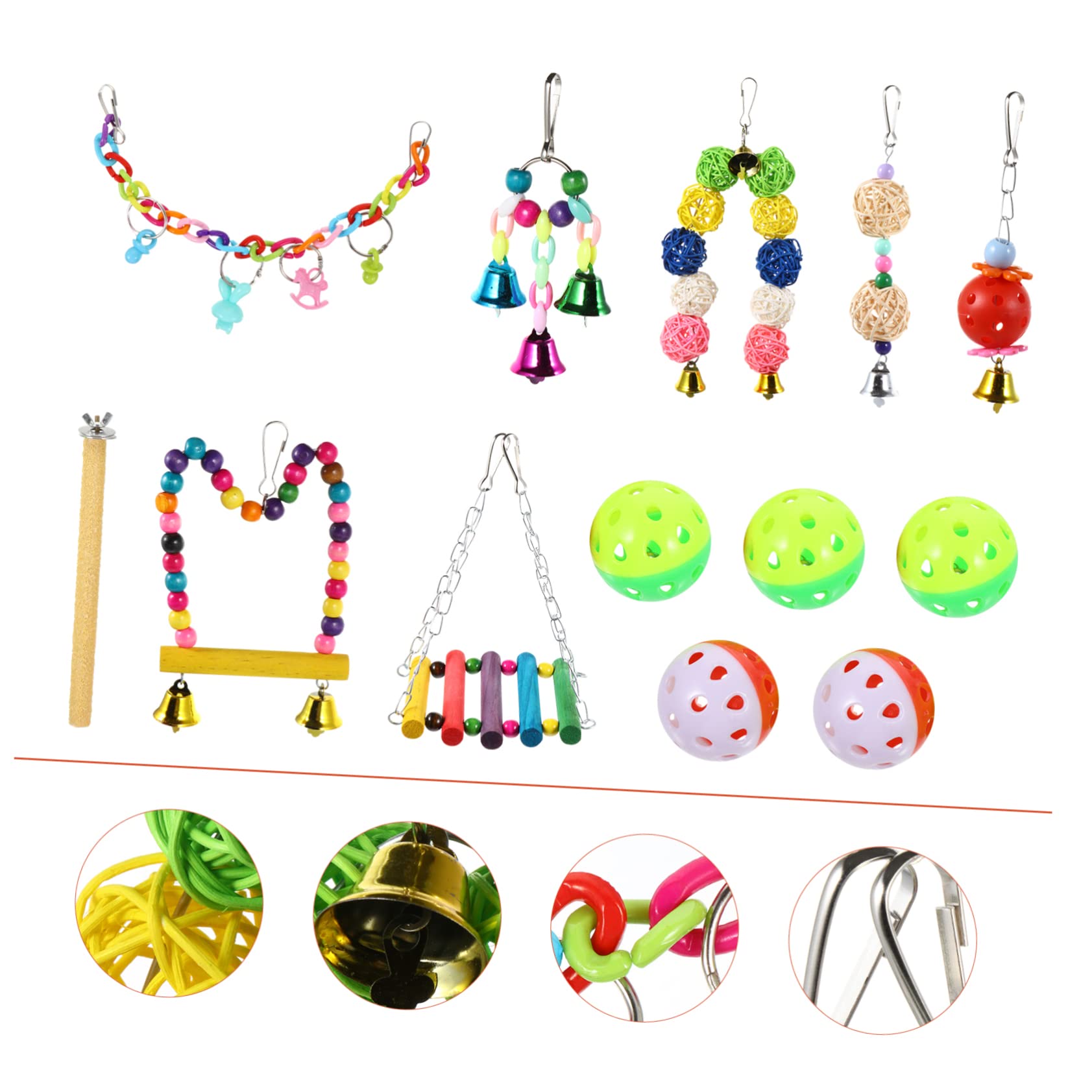 Vogelspielzeug Für Nymphensittiche 13-in-1-haustierspielzeug-set Zum Aufhängen Im Papageienkäfig Kauspielzeug Sichere Holzmaterialien Zufällige Farbe
