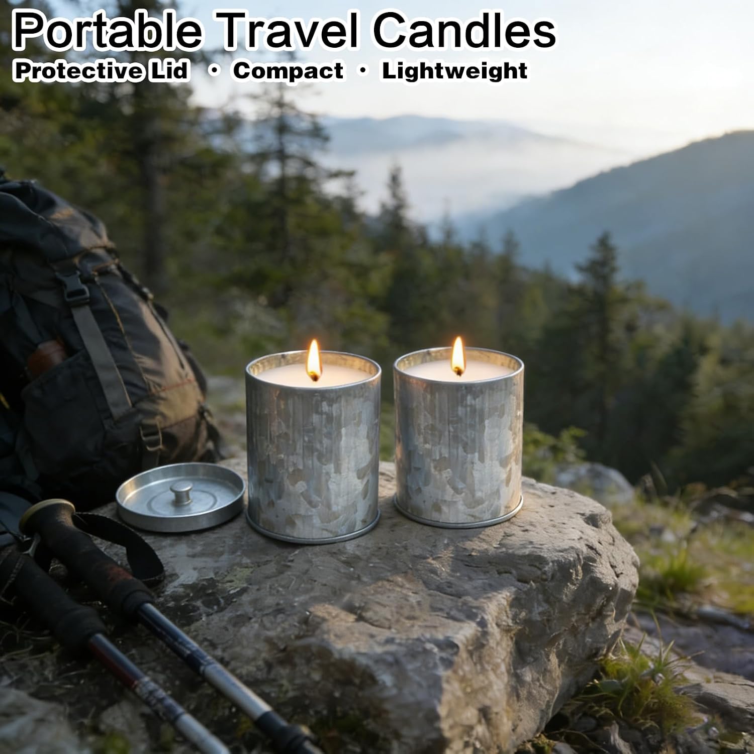 Citronella Candles Outdoor, 2 Pack 8oz Each, Natural Soy Wax with Citronella Oil, Long-Lasting 60H Burn Time, Silver Tin Candle Set for Patio, Garden, Deck, Backyard, Camping, Summer Nights