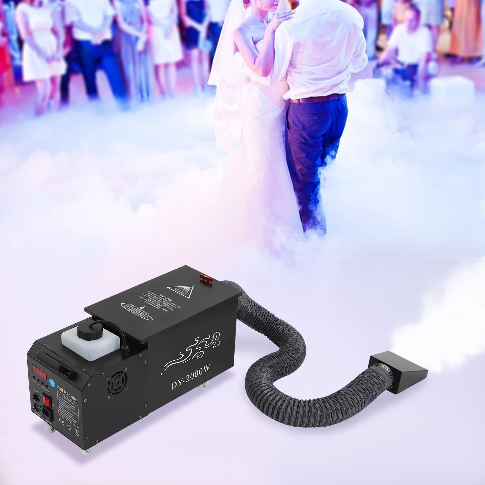 Machine à fumée 2000 W, machine à brume à base d'eau avec tuyau, réservoir d'eau de 5 l et réservoir d'huile de 1,5 l pour spectacles sur scène, bars, KTV, mariages, fêtes