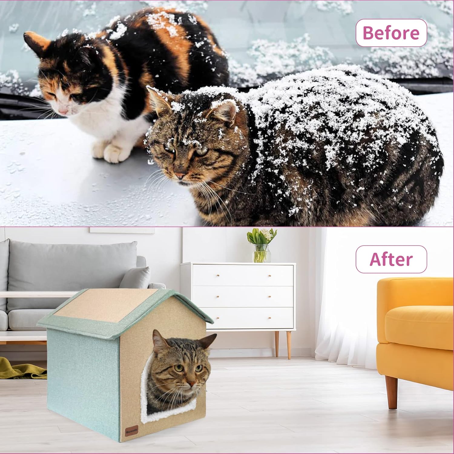 review MARUNDA Heated Cat Houses for Outdoor Cats in Winter, Heated cat House for Indoor and Kitty Shelter for Your Pet to Stay Warm and Cozy,Easy to Assemble.(2 Step Finish) (NO-Heated)
