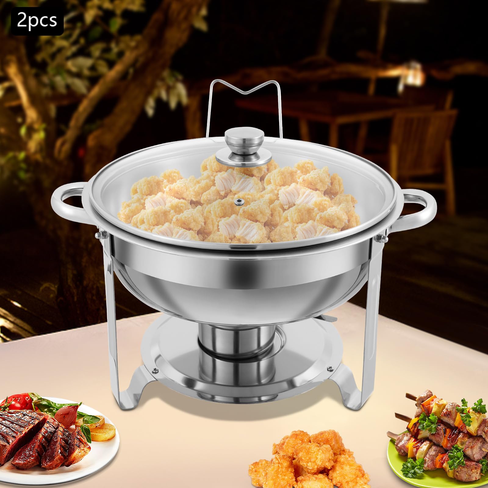 2 scaldavivande Buffetware Chafing Dish Argento con funzione di mantenimento del caldo adatto per buffet feste e alberghi